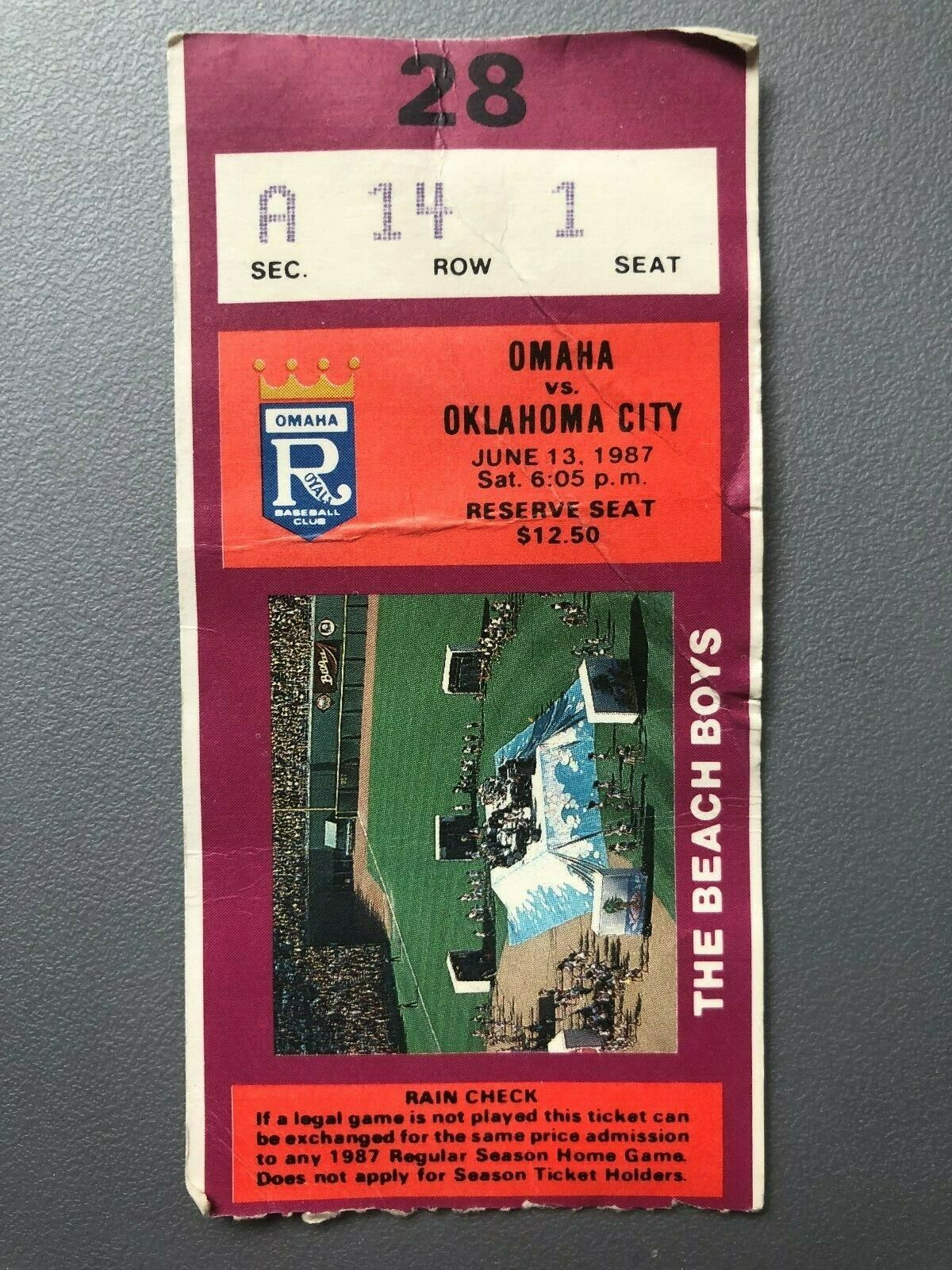 The Beach Boys Concert Ticket Stub June 13 1987 Omaha Vs Ok City Rosenblatt