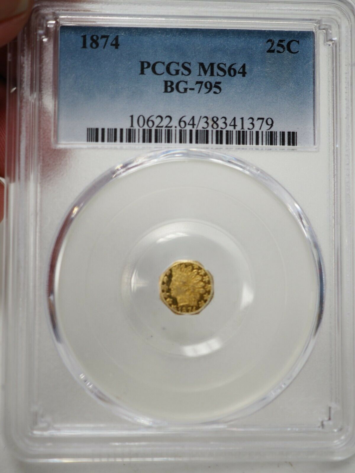 1874 25c Pcgs Ms64 Bg-795california Gold # 1379