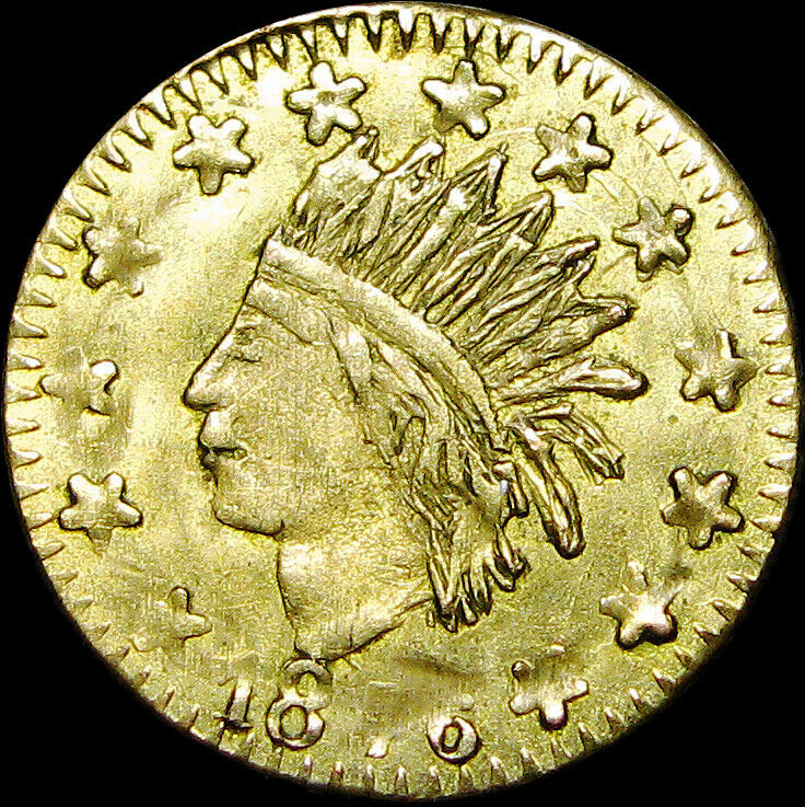 1876 California Gold Fractional 1/4 Dollar Indian Head Gold Coin ---- #s958