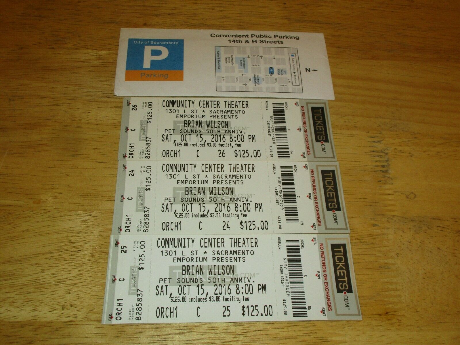 3 Concert Tickets Brian Wilson Pet Sounds 50th Anniv. Concert Tickets Sacramento