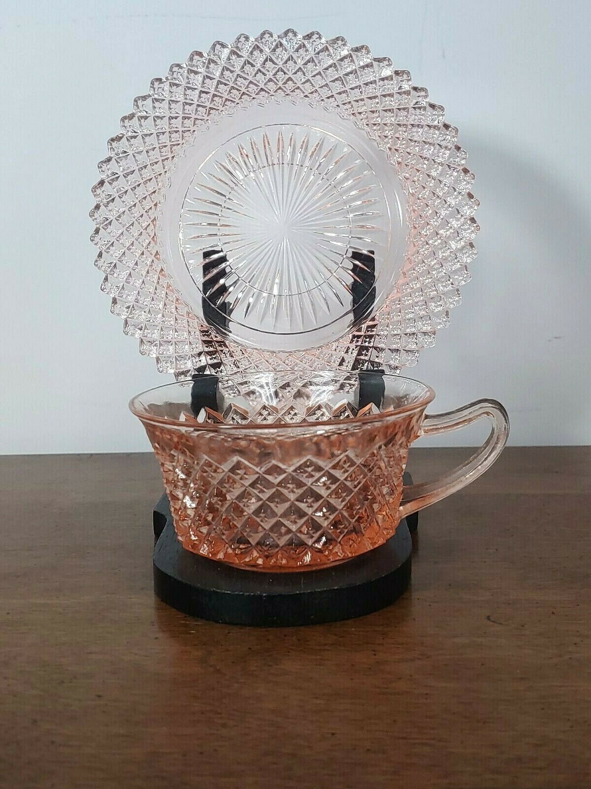 Pink Miss America Depression Glass Cup & Saucer Set - Superb