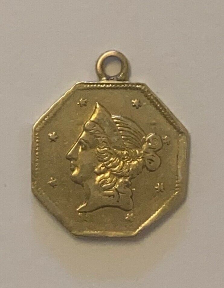 1853 Octagonal Liberty $1 California Gold / Bg-518 One Dollar - Authentic Exc