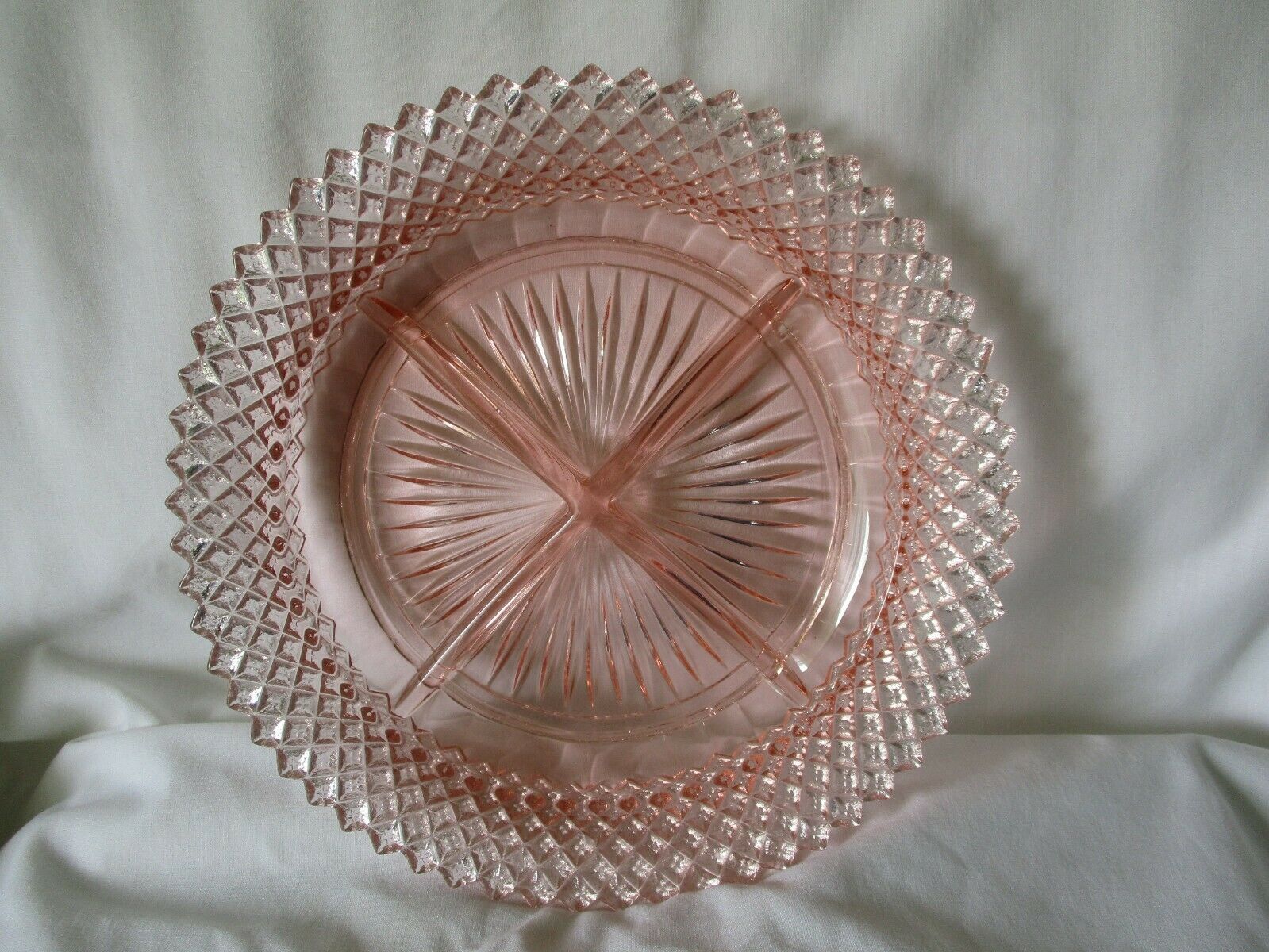 Anchor Hocking, Glass Miss America Pink, 8 3/4" Divided Relish 4 Part Tray Plate