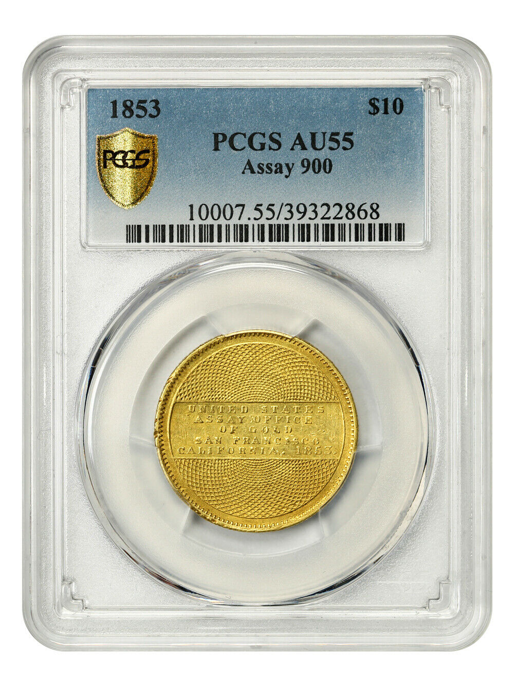 1853 U.s Assay $10 Pcgs Au55 (900 Thous) Lovely Assay $10 - Lovely Assay $10