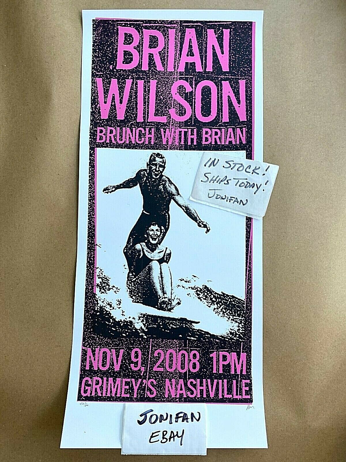 Rare! Brian Wilson Grimely's Nashville Tn 2008 Screen Print Poster S/n Ae #/80
