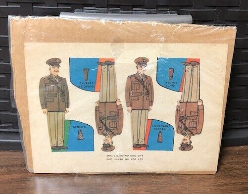 Vintage United States Of America Military General Paper Doll Cut-out Toy 1940s