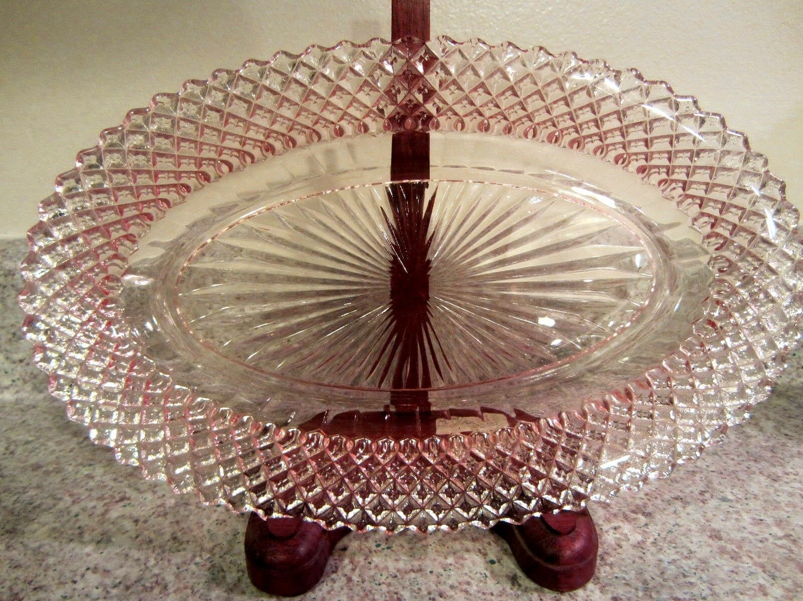 1935-1938 "miss America" Pattern Pink Depression Glass 10 1/2" Oval Celery Dish