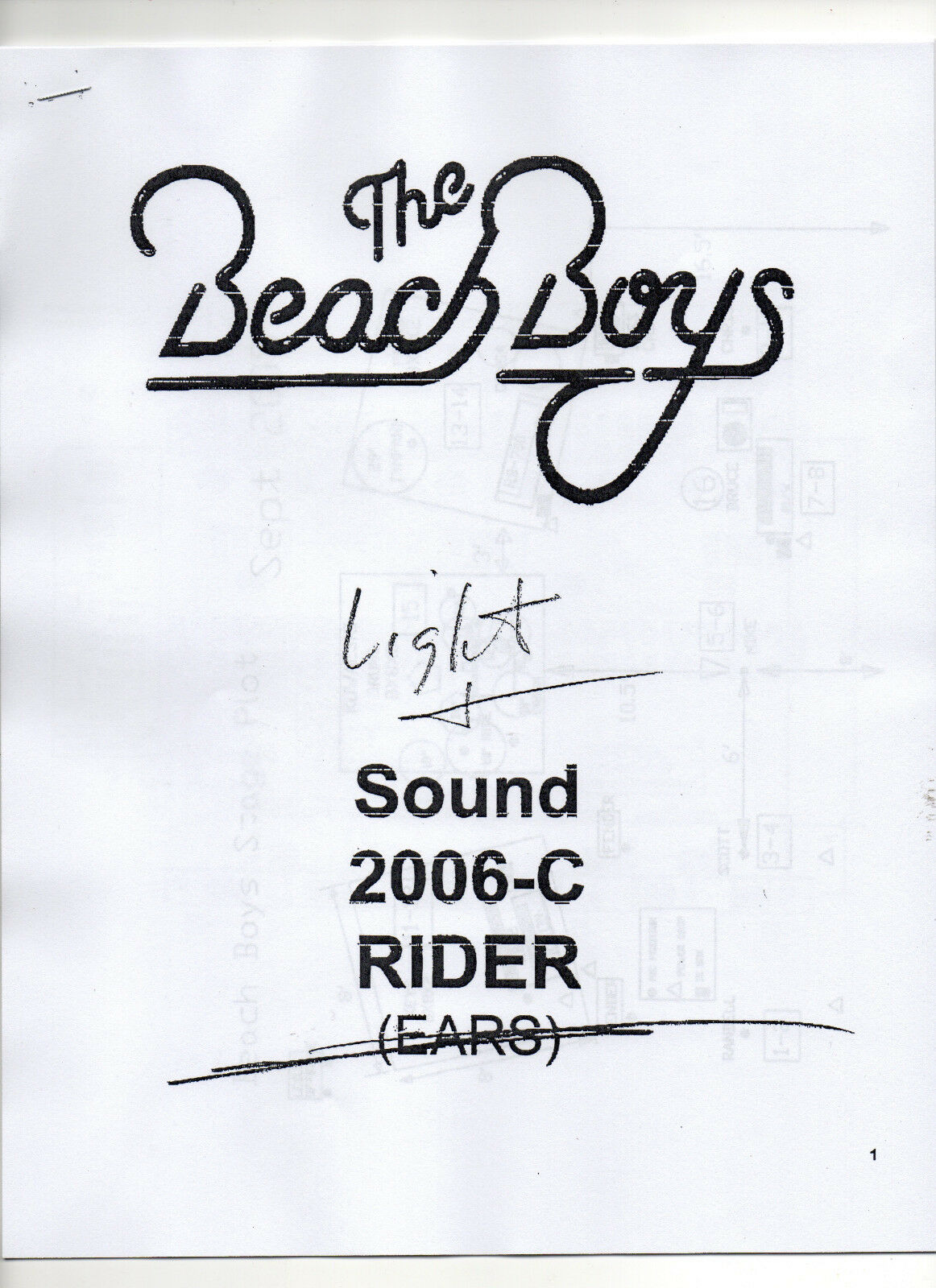 The Beach Boys 2006 Technical Rider, Lights, Sound, Etc