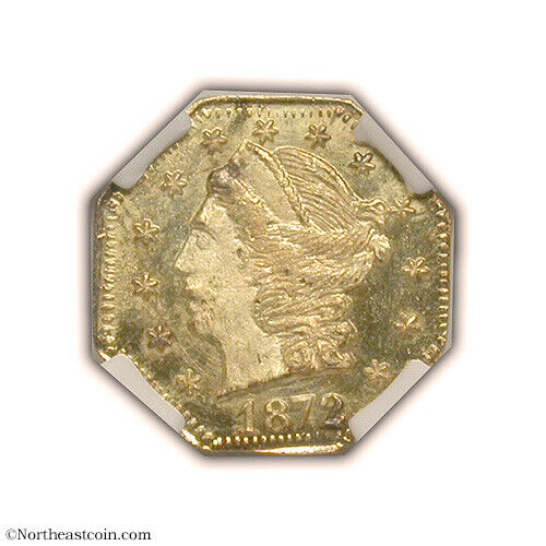 1872 California Fractional Gold 25c Octagonal Liberty Bg-725 Ngc Ms66 Pl