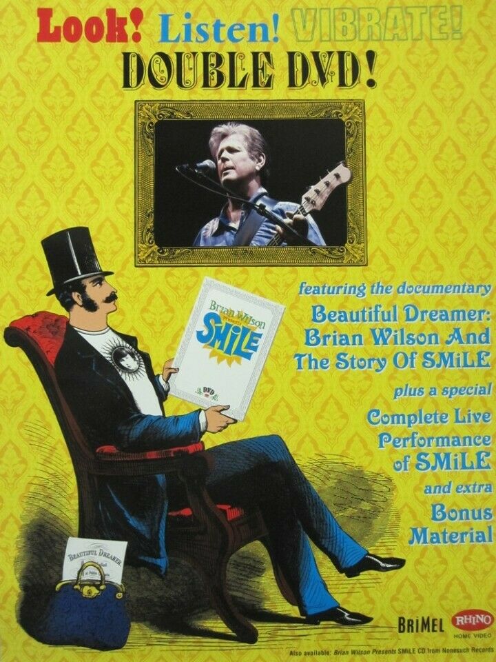 Brian Wilson Look!listen!vibrate! Dvd Promotional Poster Flawless New Old Stock