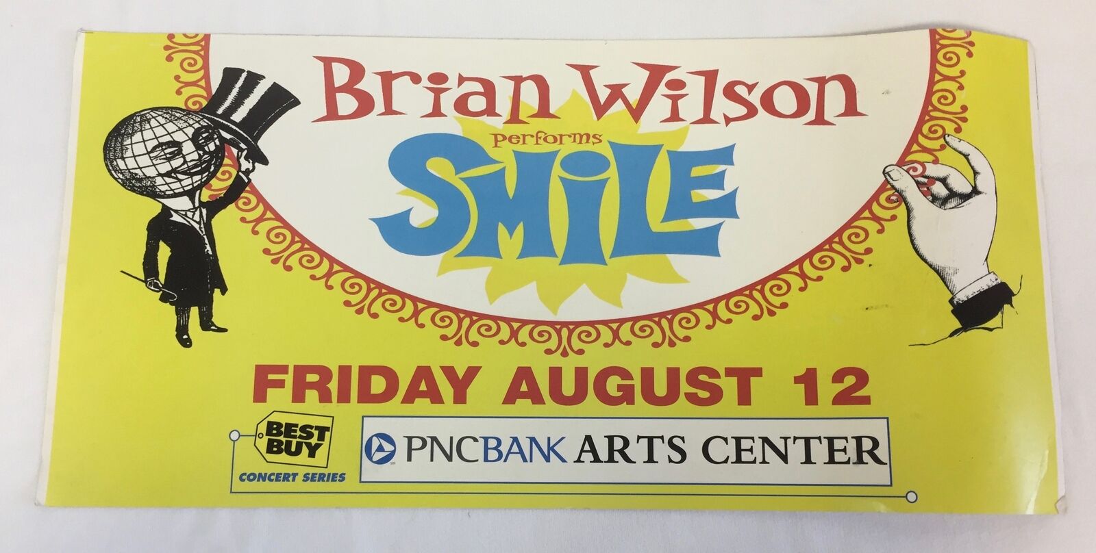 August 12, 2005 Brian Wilson Smile Cardstock Gig Poster ~ 12x25 ~ Beach Boys