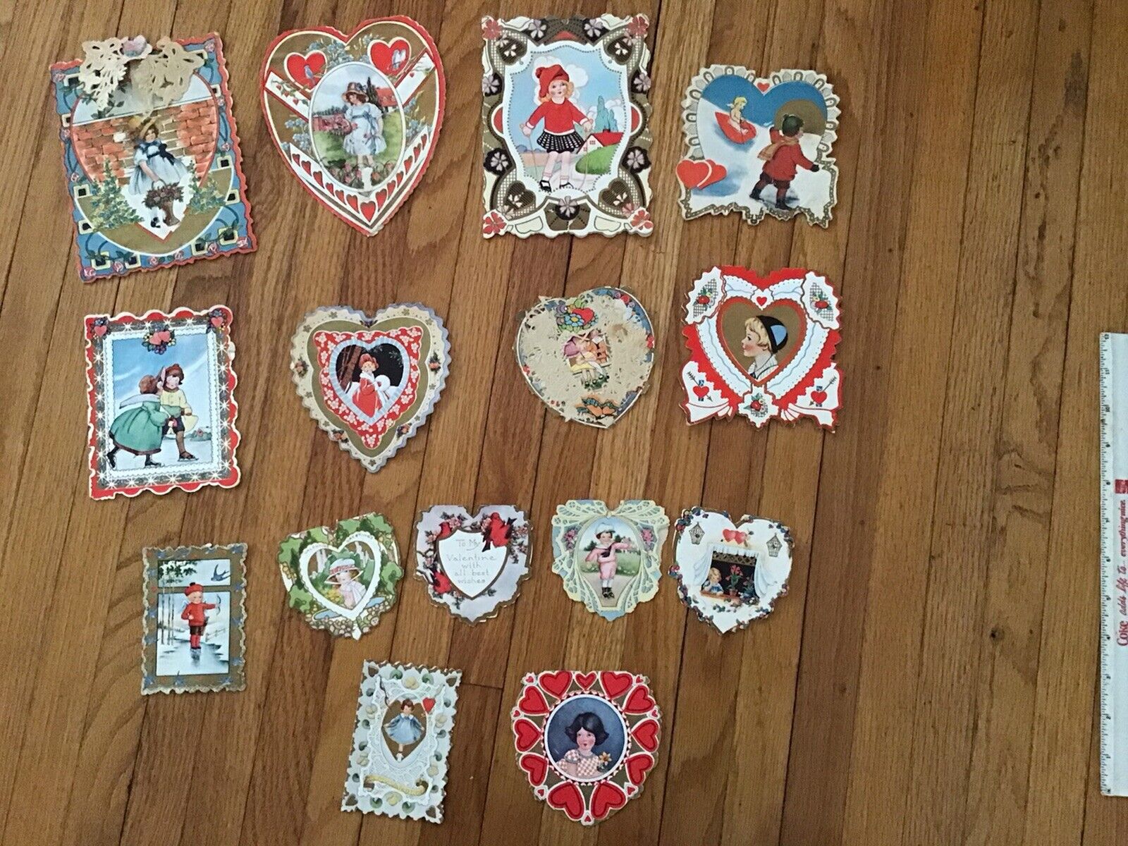 Vintage Valentine Card Lot Of 15 “whitney Made Worchester Mass”in U.s.a