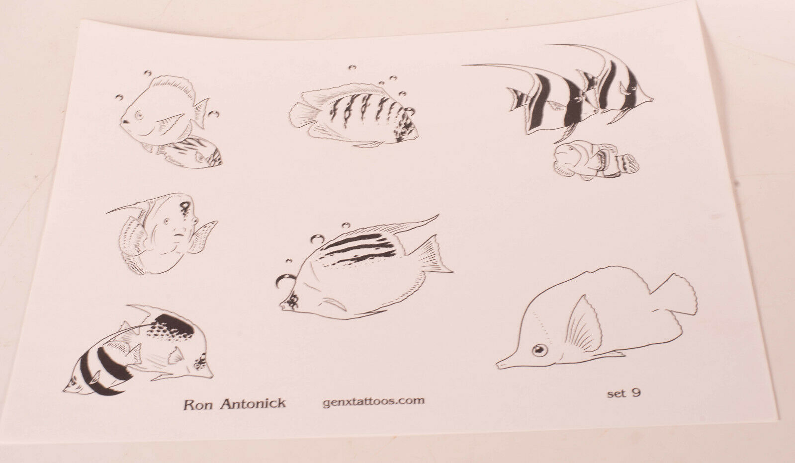 Fish Line Art Tattoo Flash Sheet 11x14 Sheet