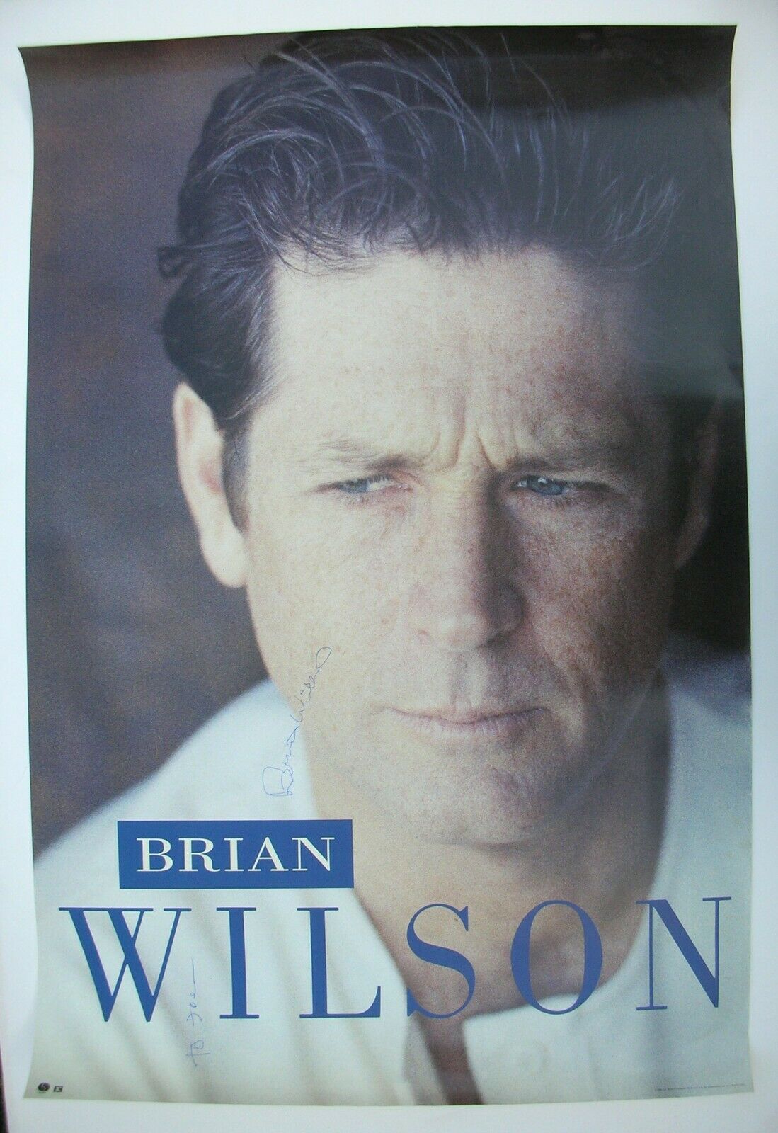 Brian Wilson Beach Boys Autographed Vintage Promo Poster Mint- 1988 Very Nice!