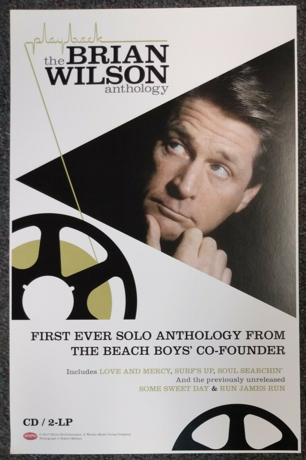 Brian Wilson Playback: The Anthology 2017 Promo Poster Beach Boys