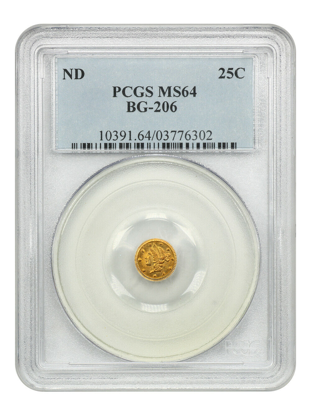 Nd Cal. Gold 25c Pcgs Ms64 (bg-206) California Fractional Gold