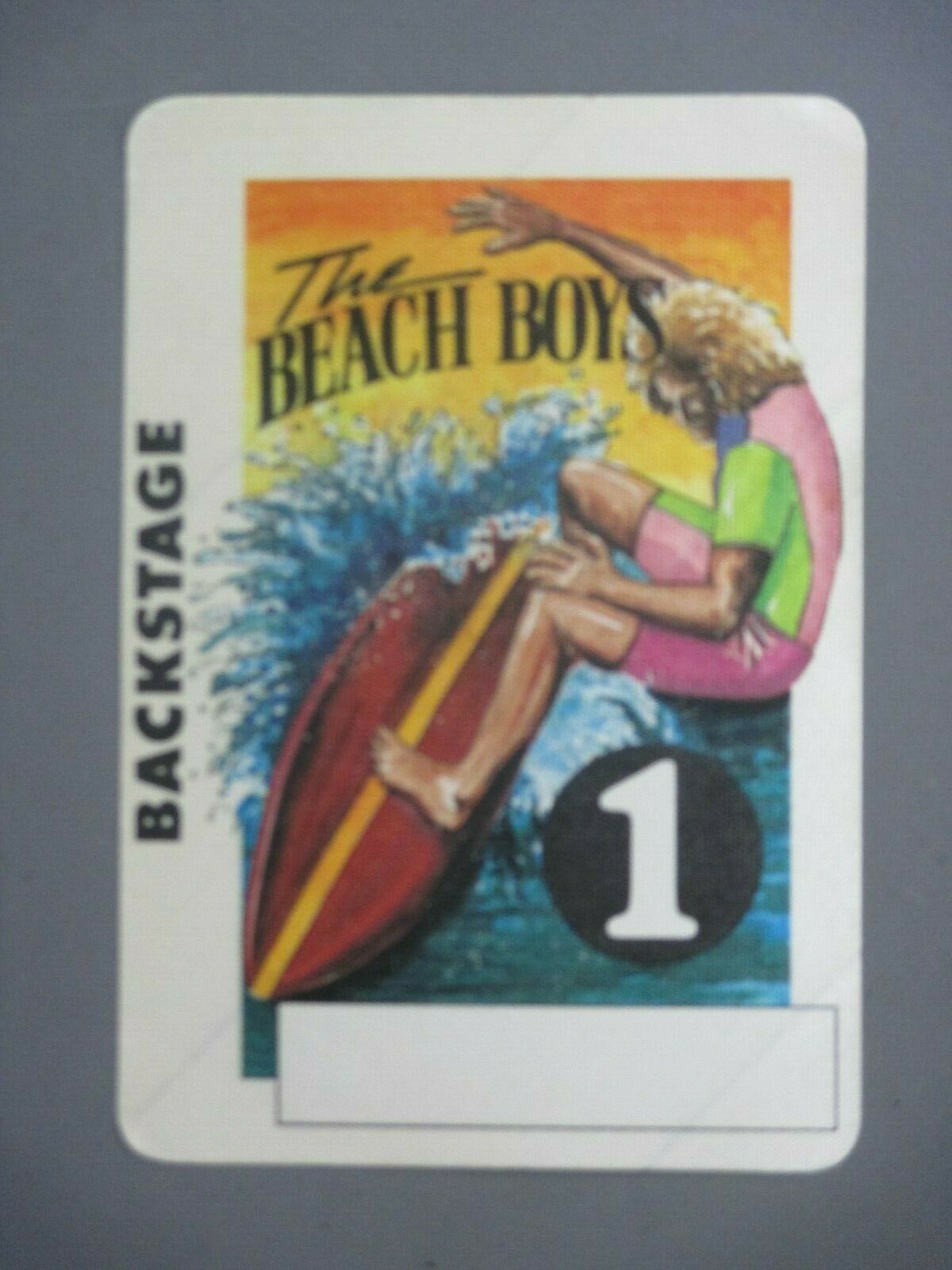 Beach Boys Backstage Pass Satin Cloth Sticker Surfboard  !