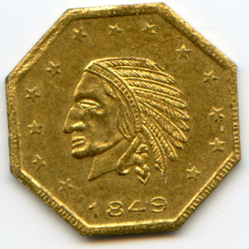 Dual Date 1849 Cal. Gold Indian - Bear #5 13 Stars, Octag, 11.5mm, Ngc Pop 3