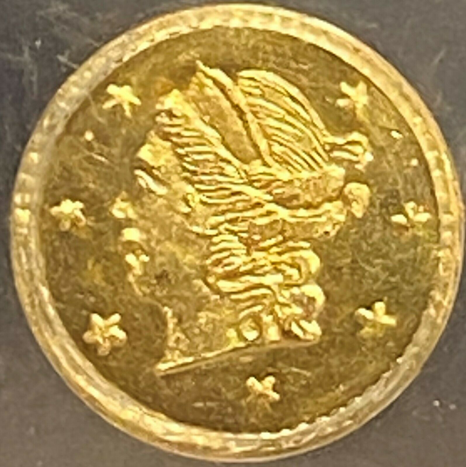 1871 California Fractional Gold Round 25c Liberty-wreath Bg-812.  Pcgs Ms66. Lr5