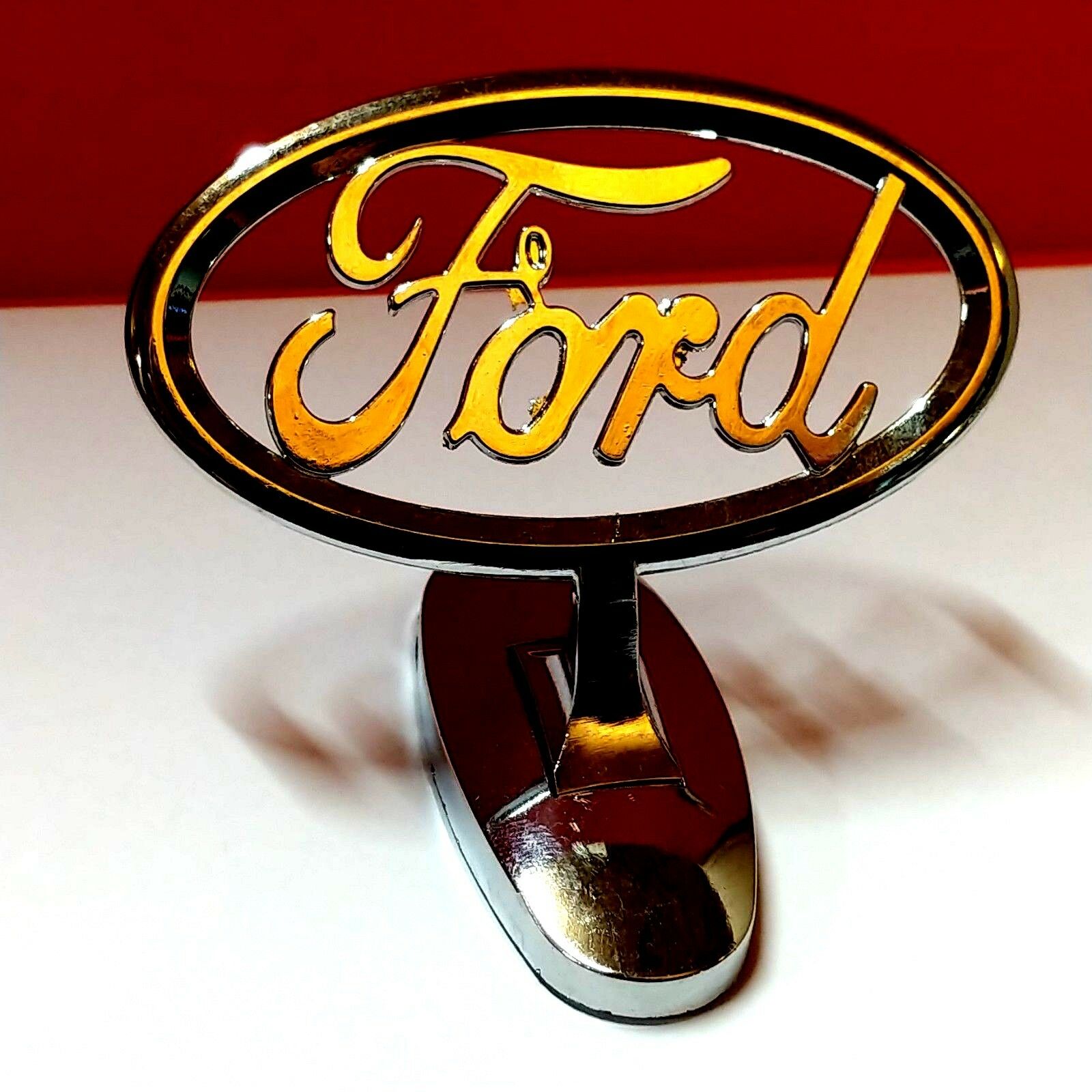 Ford Hood Ornament 3m Self Stick Adhesive Chrome Metal Badge Emblem (silver)